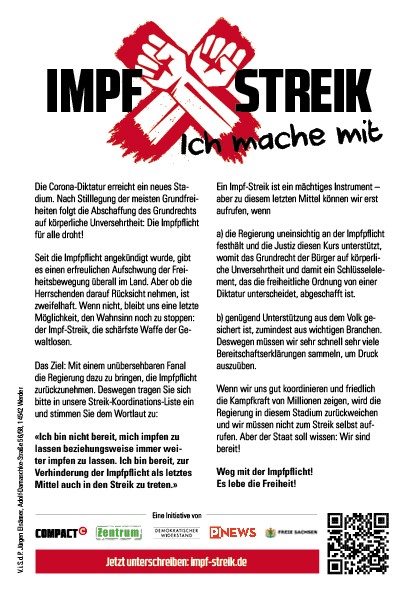 50 x Flyer „Impf-Streik. Wir machen mit!“ (A5)