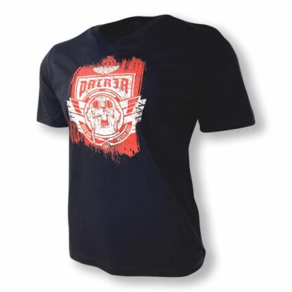 Vorderansicht des SK-Shirt Patria Schwarz mit markantem Aufdruck