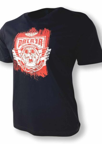 Vorderansicht des SK-Shirt Patria Schwarz mit markantem Aufdruck