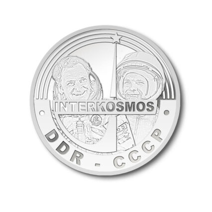 Silber-Medaille Interkosmos 2025 – Juri Gagarin & Siegmund Jähn Silber-Medaille Interkosmos mit Juri Gagarin und Siegmund Jähn – Erinnerung an die Pioniere der Raumfahrt