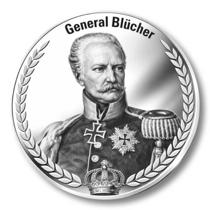 Silbermedaille General Blücher mit Lorbeerkranz und preußischer Krone